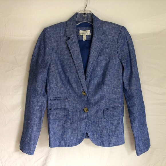 J. Crew Jackets & Blazers - J. Crew Blue Textured Linen-Blend Blazer